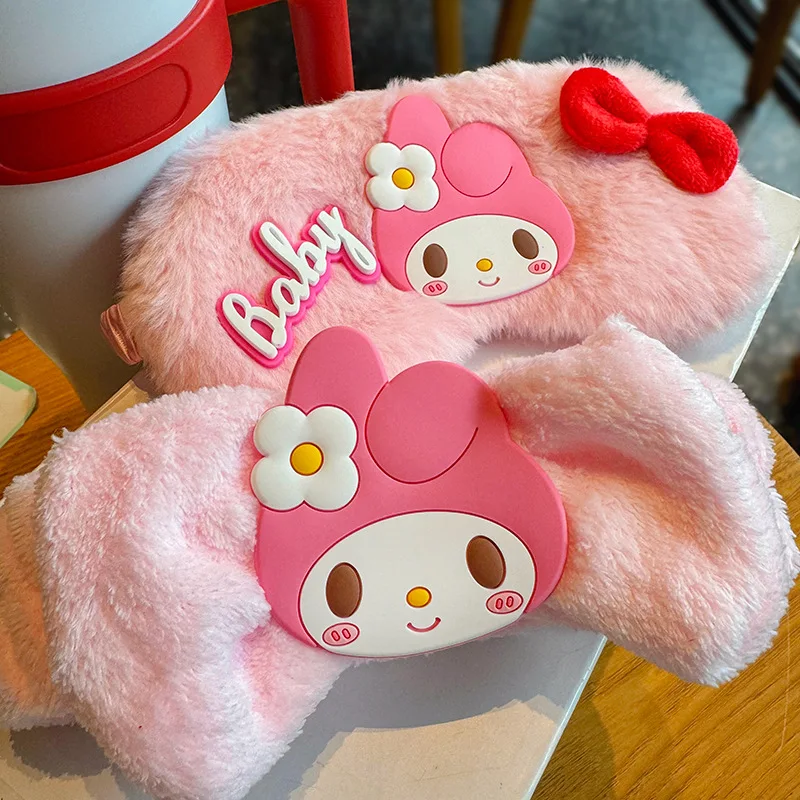 Cute Sanrio  MyMelody plush blackout eye mask hair band combo sleep special cartoon relief eye fatigue wash tie hair