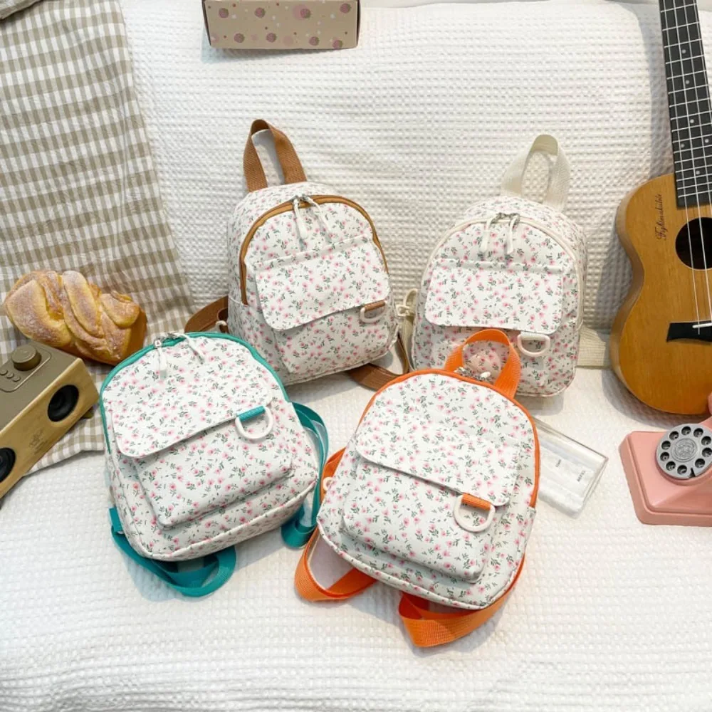 

New Mini Backpack Floral Printed Corduroy Storage Bag Korean Version Sweet Cosmetic Bag Girls