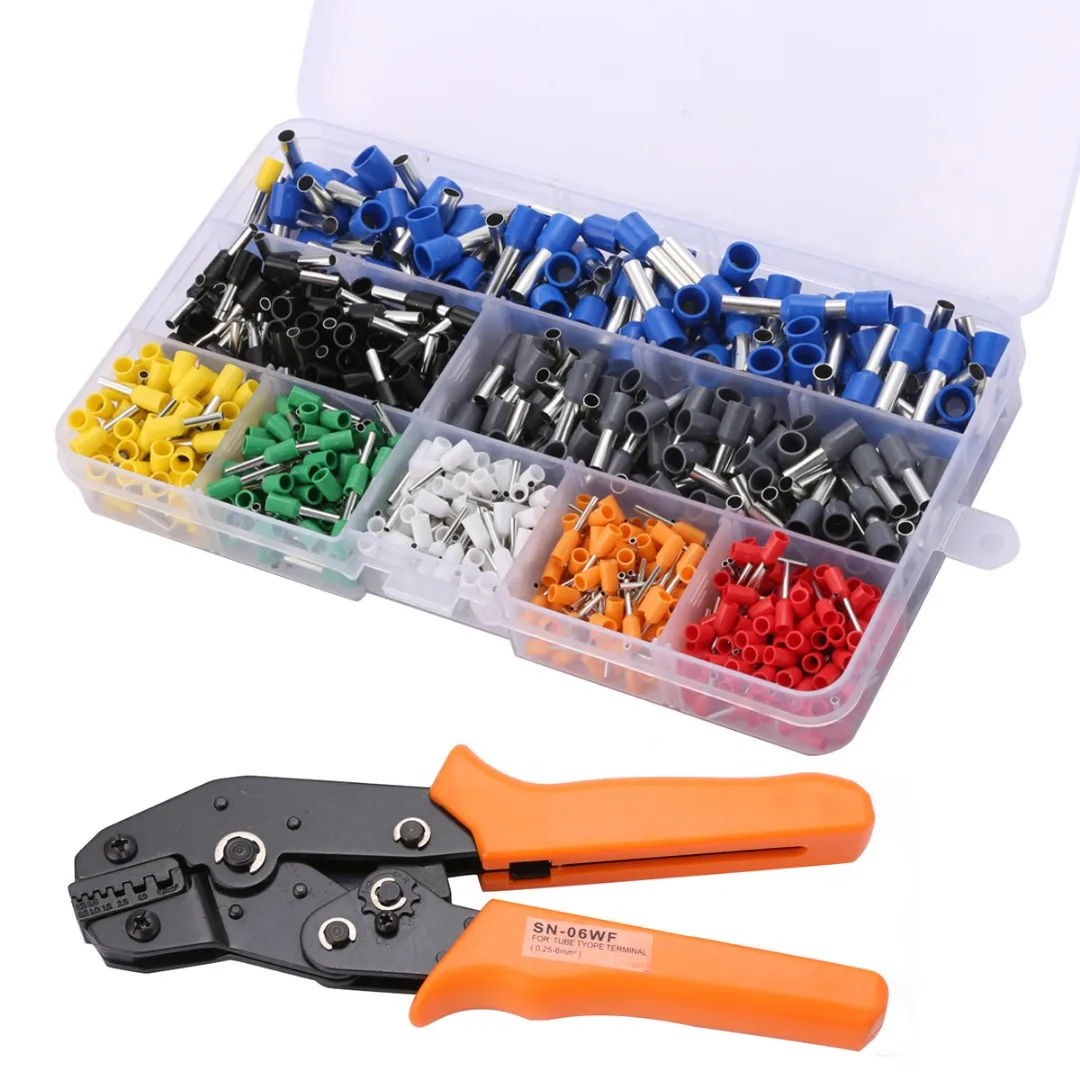 

1pc Electrical Ratchet Crimping Plier with 800pcs Wire Stripper Crimper Terminal 0.25-6.0mm2 24-10 AWG