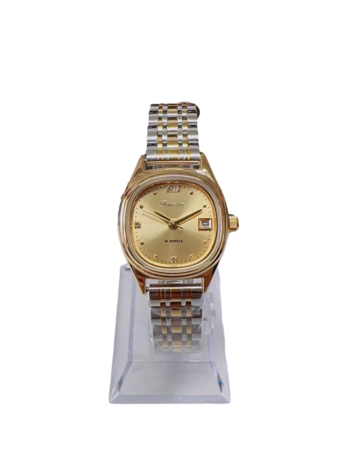 ساعة ذهبية صغيرة مقاومة للماء بقرص أخضر من الجلد البسيط مع تقويم ساعة نسائية كلاسيكية من القرون الوسطى