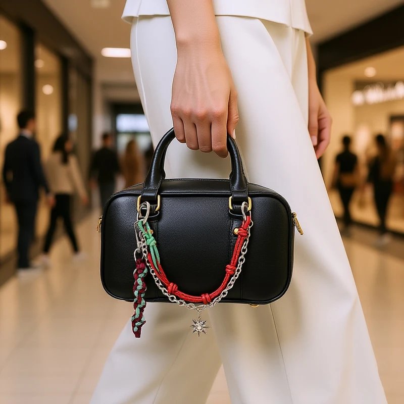 Bolso de alta calidad colgante de cuero PU hecho a mano cuerda trenzada cadena sol bolso de mujer accesorios decorativos colgantes