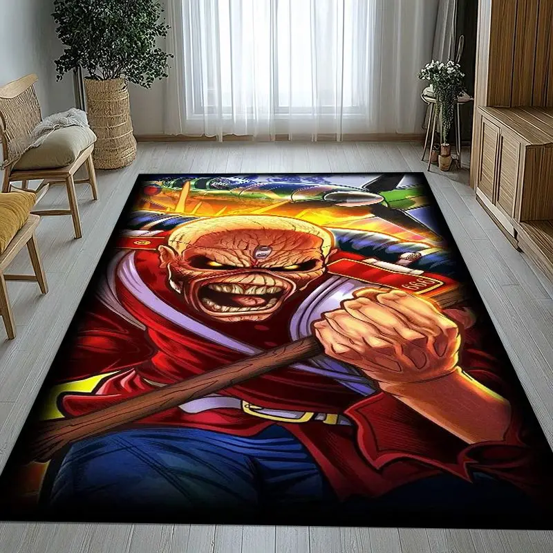3D Eddie I-Iron M-Maiden Cartoon Sign Area Rug,Non-Slip Carpet Mat for Living Room Bedroom Playroom,Sofa Floor Rug,Home Decor