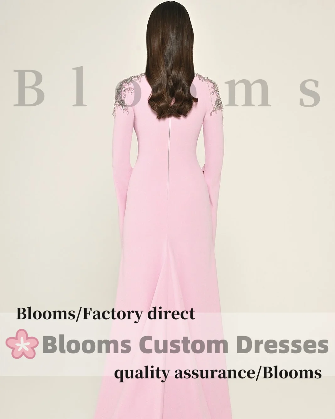 Blooms Customized Long Sleeves Beadings Prom Dresses vestidos de Floor Length Off-Shoulder Luxury Evening Dresses2025 image 5