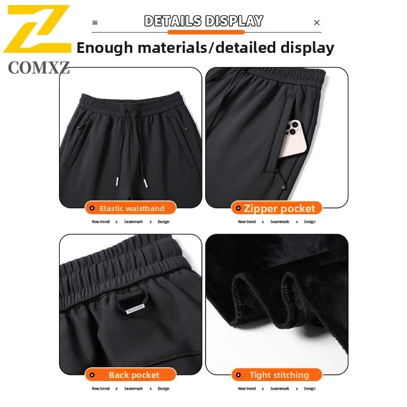 الرجال الجرافين الحرارية السراويل الطويلة صوف مبطن الشتاء السراويل مقاوم للماء يندبروف سماكة للمشي لمسافات طويلة التزلج لباس غير رسمي #3