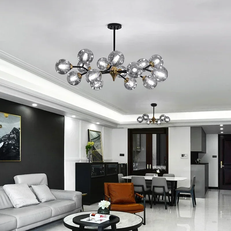 

SANDYHA Nordic Ceiling Chandeliers Glass Ball LED Lamps Brighten Living Room Dining Table Pendant Lighting Perfect for Bedroom