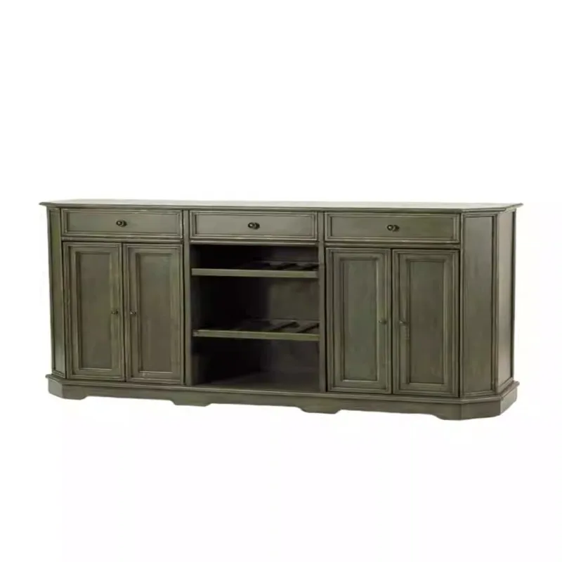Simple and modern solid wood dining side cabinet wine cabinet entrance cabinet French club model room locker