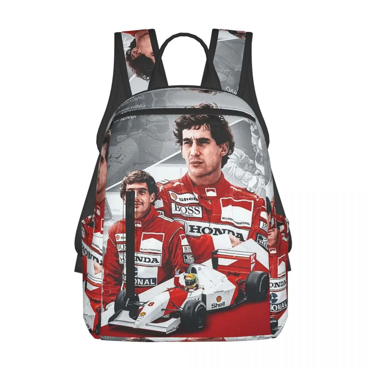 アイルトン・セナ-レーシングカー-バックパック-デイパック-大容量-子供用ブックバッグ-スクールバッグ-ショルダーバッグ-メンズ-レディース