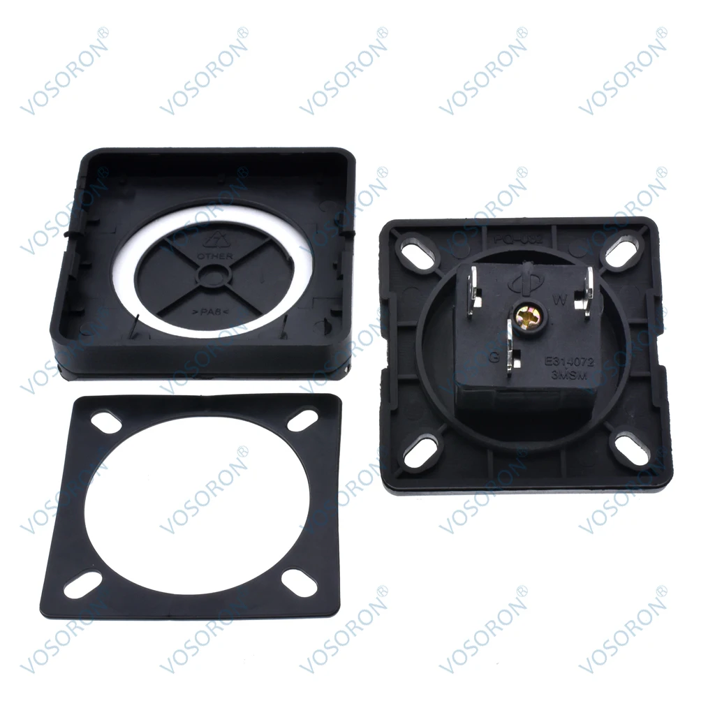 Black 20A 250V square cover outdoor socket IP44 60*60mm USA Canada Japan AC Power Socket Waterproof Industrial Assembly outlet