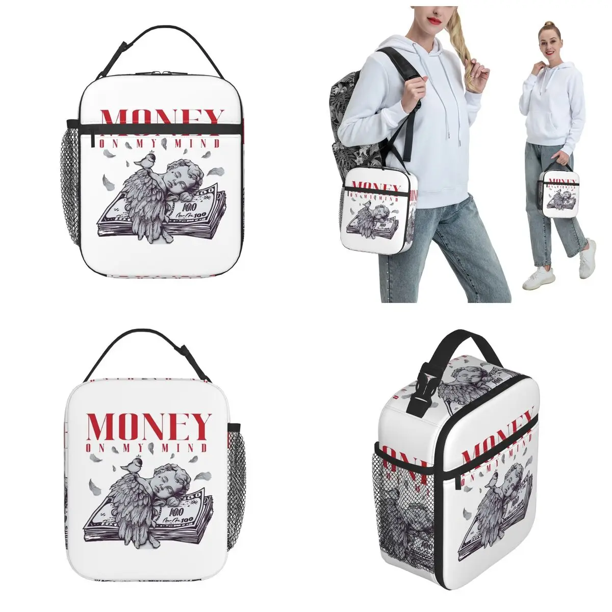 Money on My Beaumont Angel Sac à lunch isotherme pour hommes et femmes, récipient alimentaire portable, glacière thermique, boîtes à lunch pour le travail