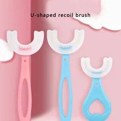 U Shaped Toothbrush Baby Toothbrush Food Grade Soft Silicone Brush Head 360° Oral Cleaning Design Manual Training Toothbrush