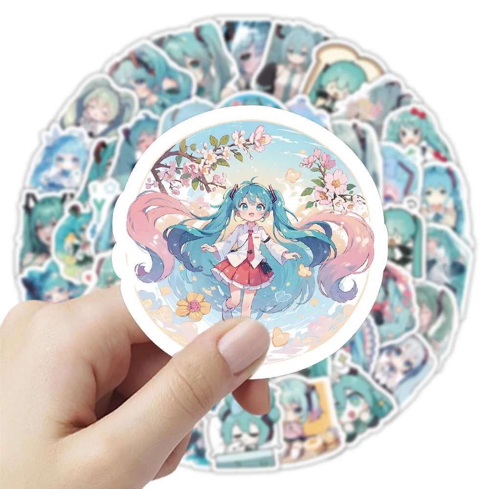 100pcs Hatsune Miku Stickers Pack Waterproof Phone Case Cartoon Journaling Stationery Kawaii Packaging Cute Laptop Skin