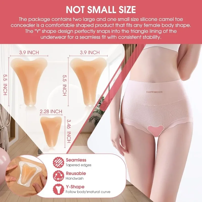 3 عبوات من خافي عيوب أصابع الجمل ومضاد للإدخال، وسادات سيليكون غير مرئية ذاتية اللصق قابلة لإعادة الاستخدام للنساء لملابس السباحة الضيقة #6