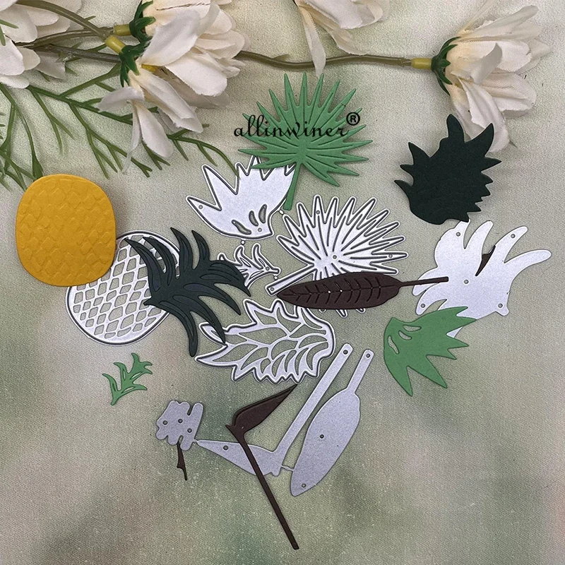 

Металлические вырубные штампы для декоративной резки в форме листьев ананаса, трафареты для скрапбукинга, декоративного тиснения и рукоделия