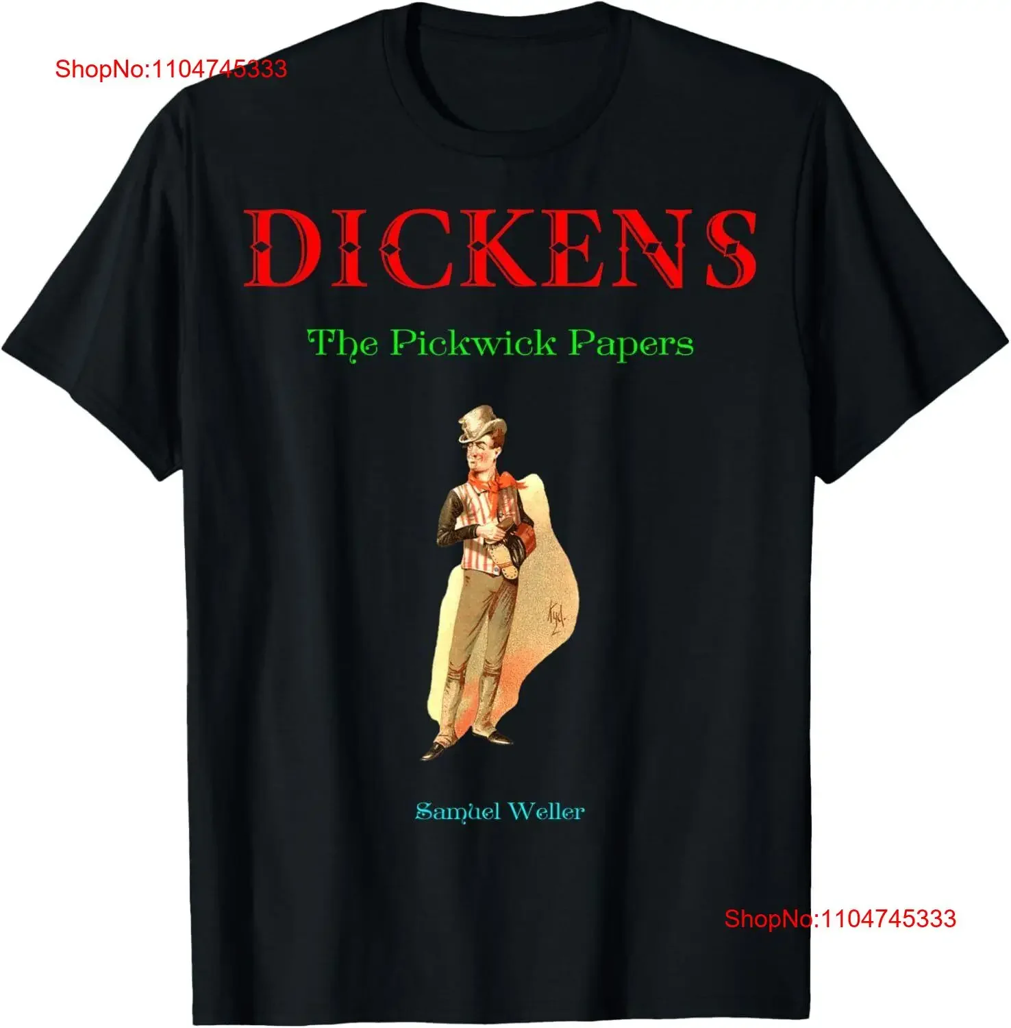Literatura inglesa Dickens Pickwick Papers Samuel Weller Camiseta vintage lavada ligeiramente esticada gráfico homme elegante