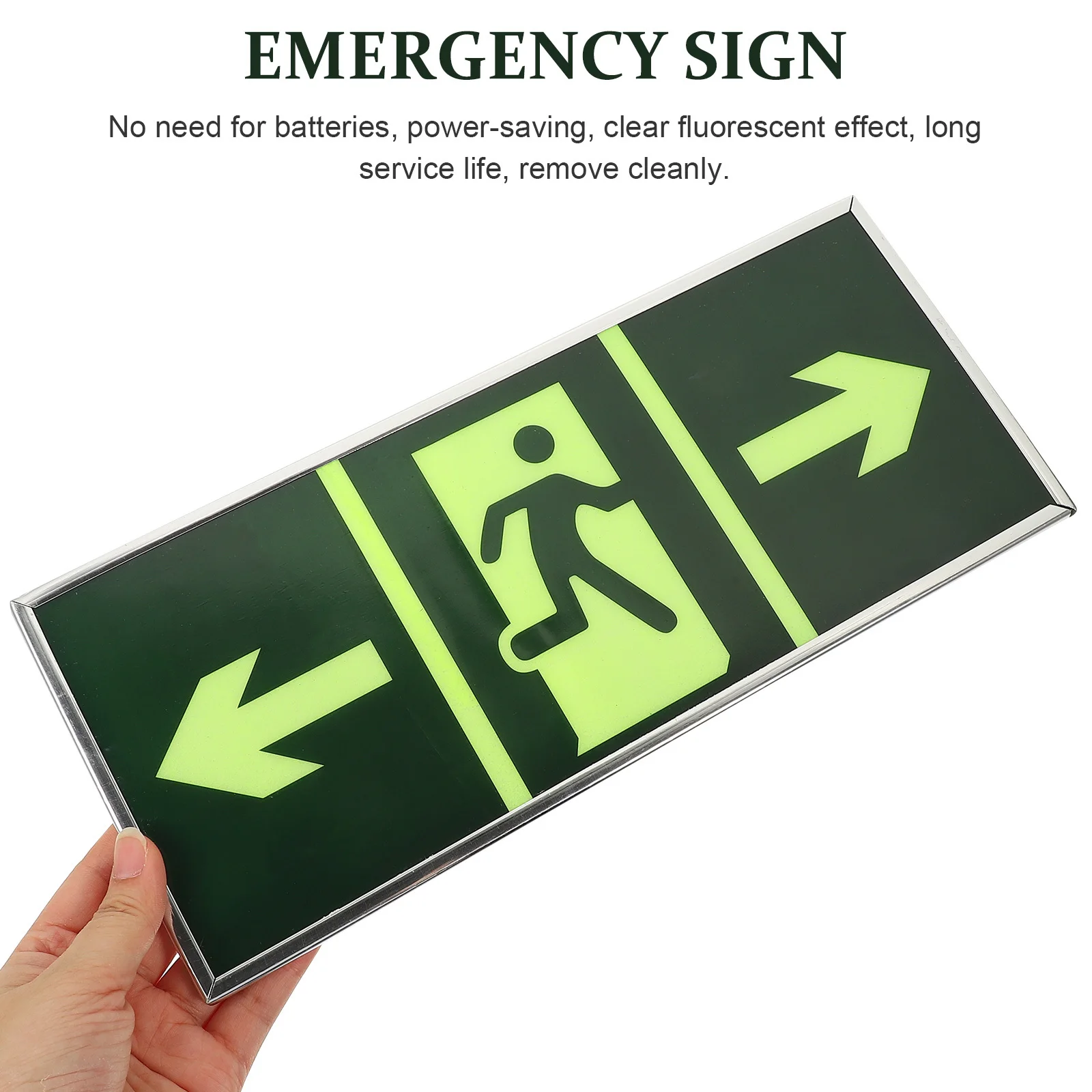 Señal luminosa de salida de emergencia, pegatina de pared de seguridad acrílica, indicador de evacuación fluorescente, pegatina extraíble para centros comerciales, 2 uds.