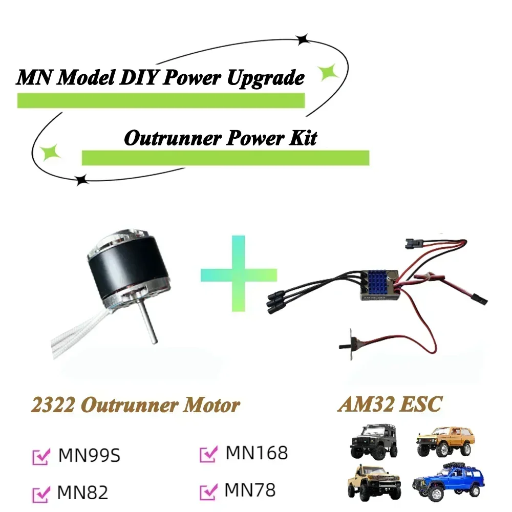 NEEBRC 2322 2600KV Brushless Motor AM32 45A ESC 21g Servo 7CH Transmitter 6 Pin Receiver for 1/12 RC Car Crawler MN99S MN78 MN82