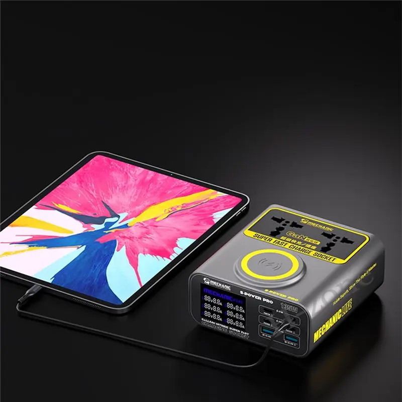 ABUO-MECHANIC Fast Charging Smart USB Multi-Port Wireless Charging For Laptops Phone Camera EU Plug