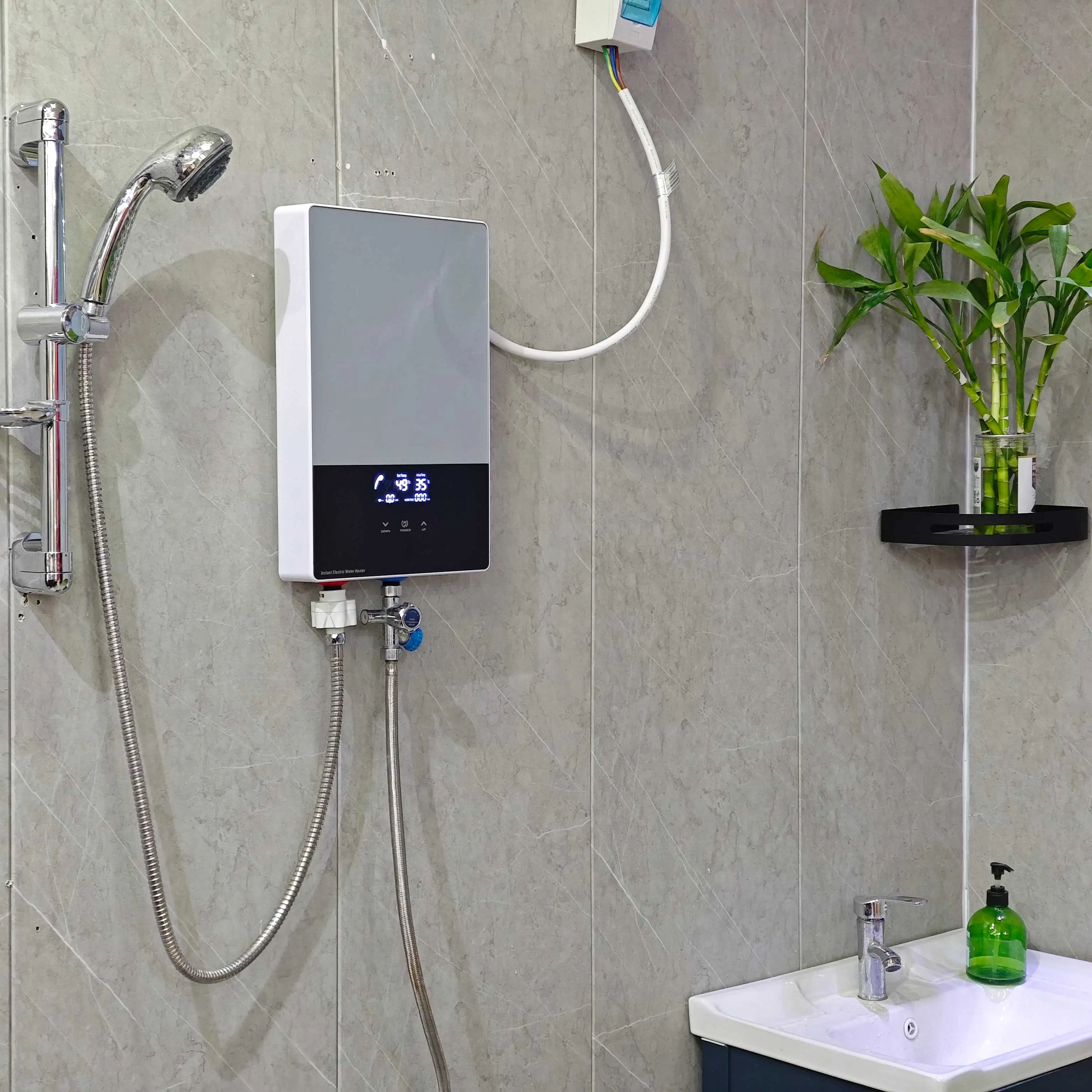 On Demand Supply Wifi Control App Control Wall Mounted Bathroom Sink Small Size Instant Electric Water Heater For Shower