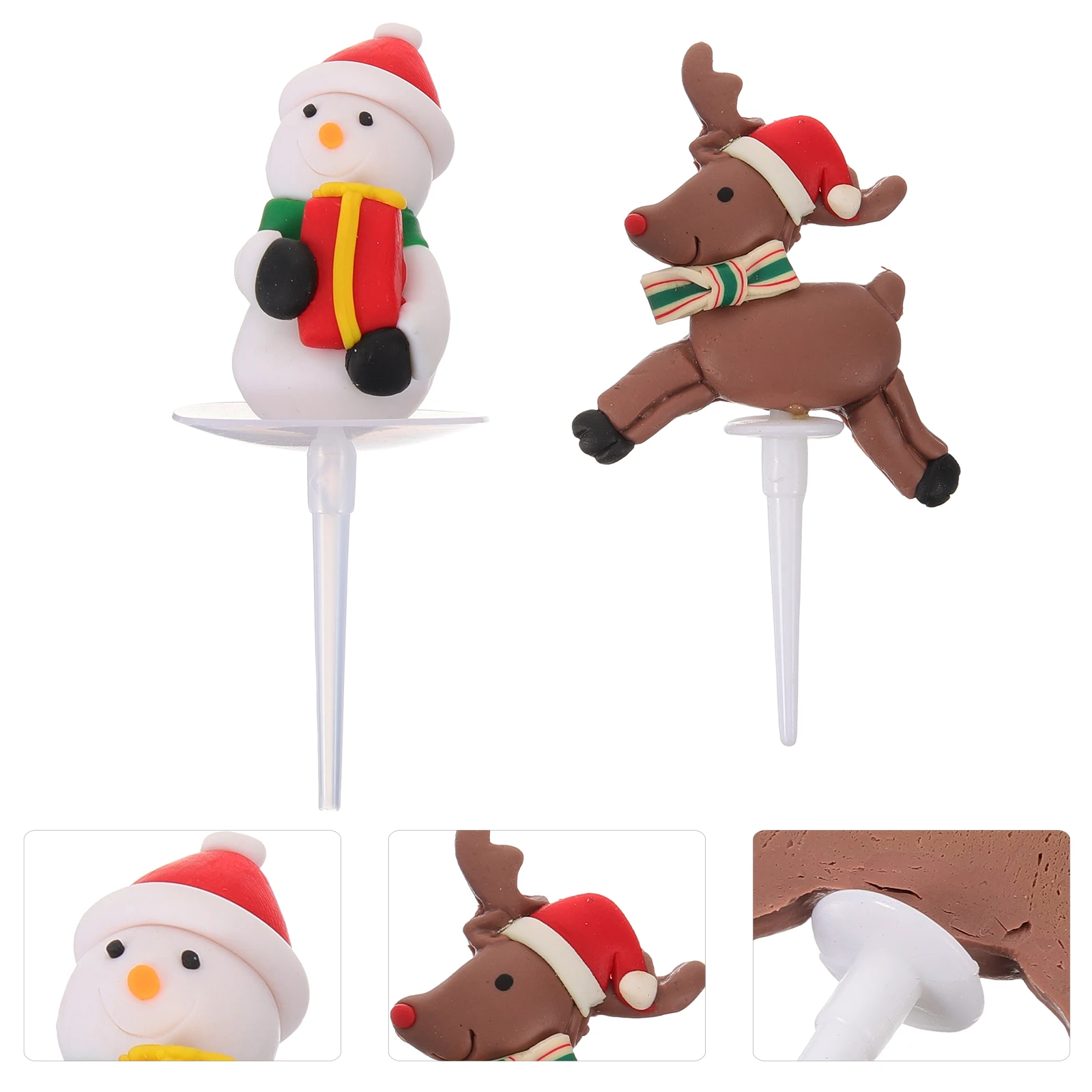 

2pcs Christmas Cake Toppers Soft Polymer Clay Santa Cake Decor Dessert Ornament Desktop Decoration For Holiday Party Baking
