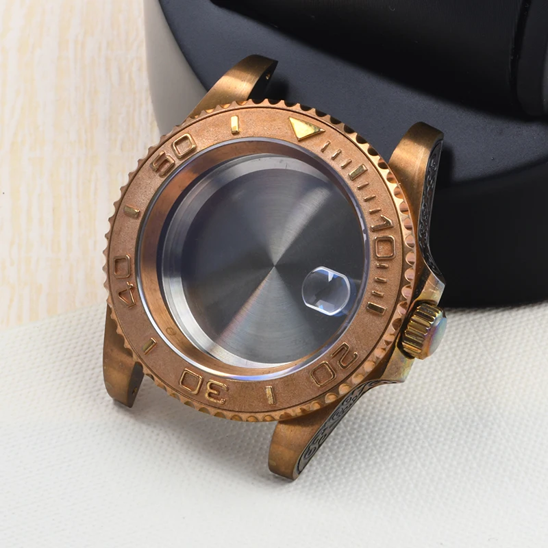 CUNS8 Bronze Watch Case 40mm Sapphire Crystal 28.5mm dial 3 O'clock 20Bar Waterpoof For NH35/36/4R/6R Automatic Movement