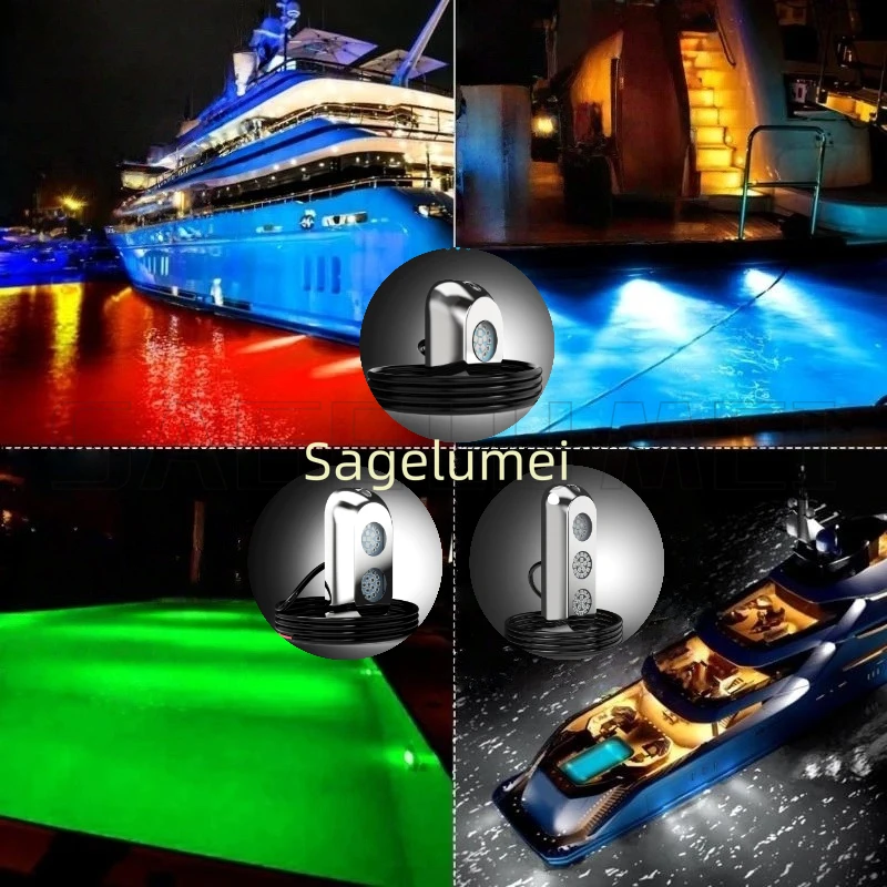 1pcs Underwater Blue/White/Red/Green Marine 10-30V Boat LED Deck Courtesy Lights Stainless Steel Waterproof Stern Transom Lamp