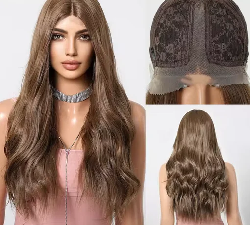 Light Brown Lace Front Synthetic Wig 13*1 Natural Hairline Lace Wig Long Wavy Hair Heat Resistant Fiber Daily Use