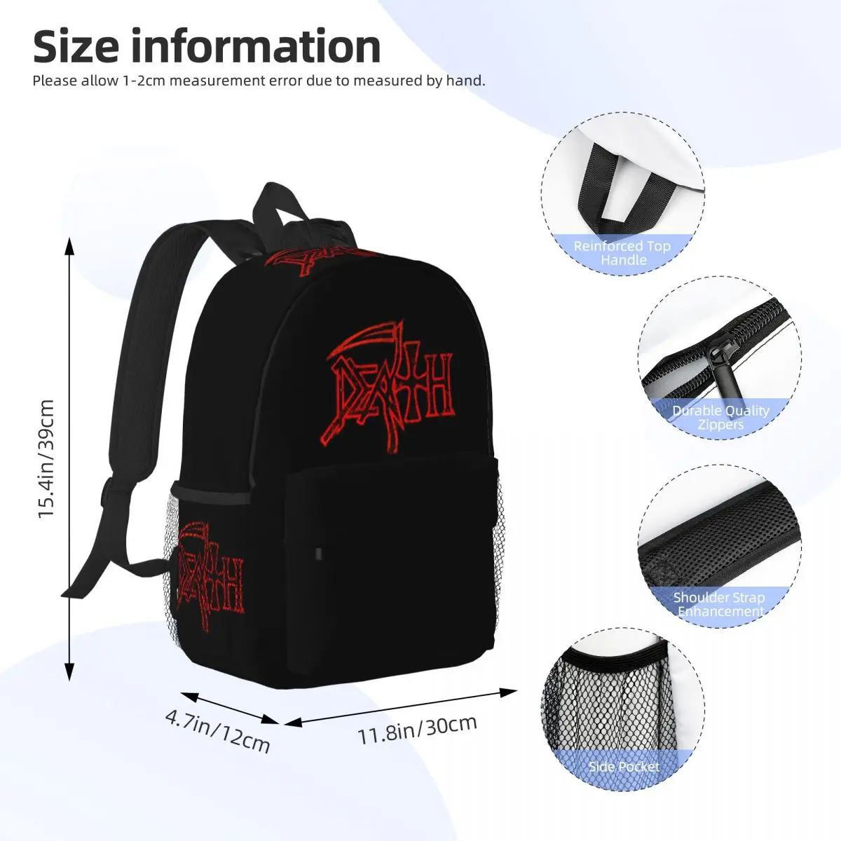 Sac à dos avec Logo Death Band pour étudiants, garçons et filles, cartable d'école pour enfants, sacs à bandoulière pour ordinateur pour hommes et femmes