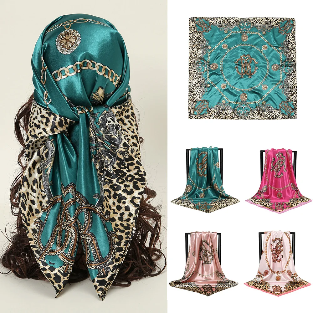 nouveau-foulard-carre-90cm-imprime-leopard-avec-chaine-decorative-en-satin-pour-femme-polyvalent-en-fausse-soie