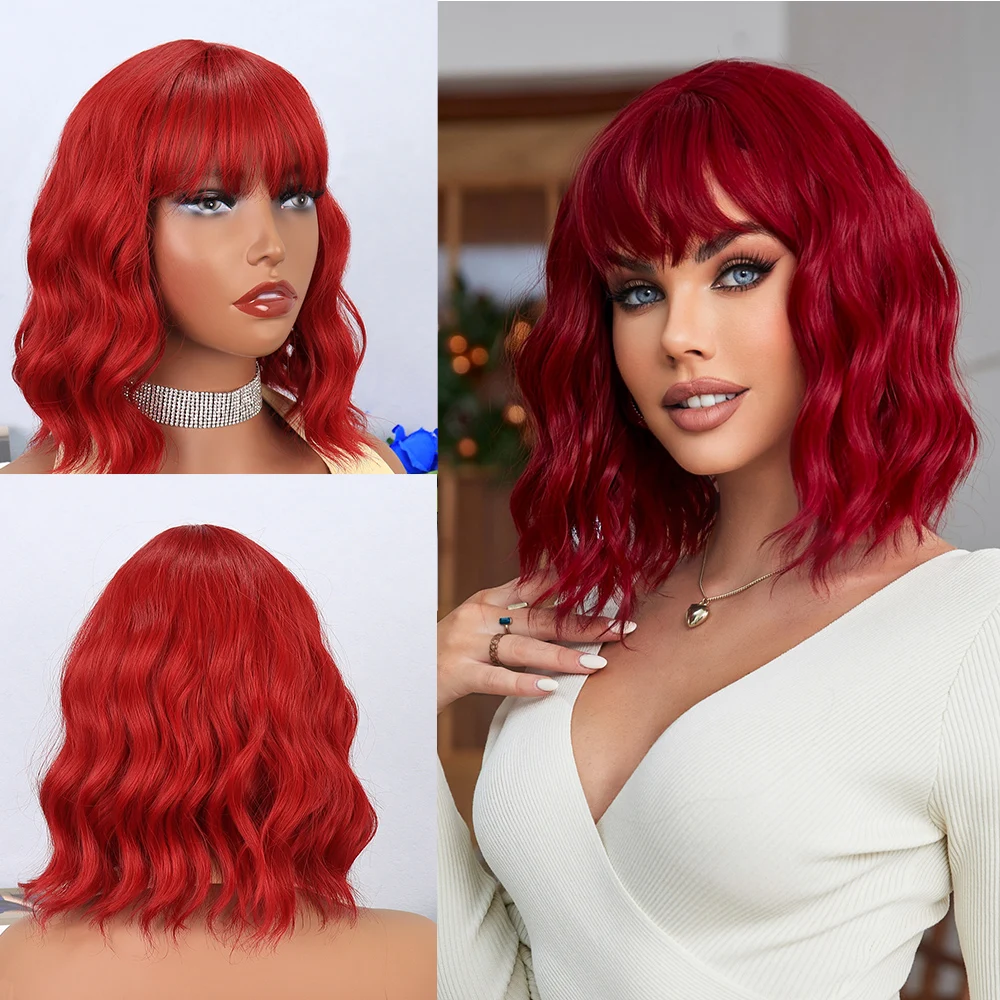 Natural synthetic Deep Wave Curly wig Woman Cosplay Wigs With Bangs Daily Use Perfect for Any Occasion heat-resistant fiber