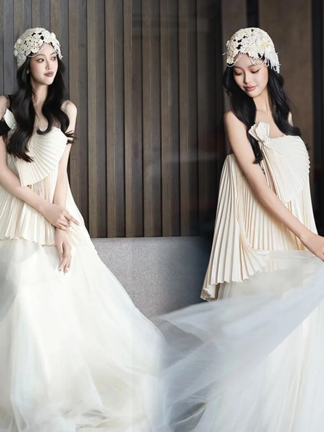 

Платье в стиле принцессы для дня рождения, с асимметричной сеткой и сложной отделкой, фееричное платье-халтер для взрослых, для церемоний и фотосессий в студии