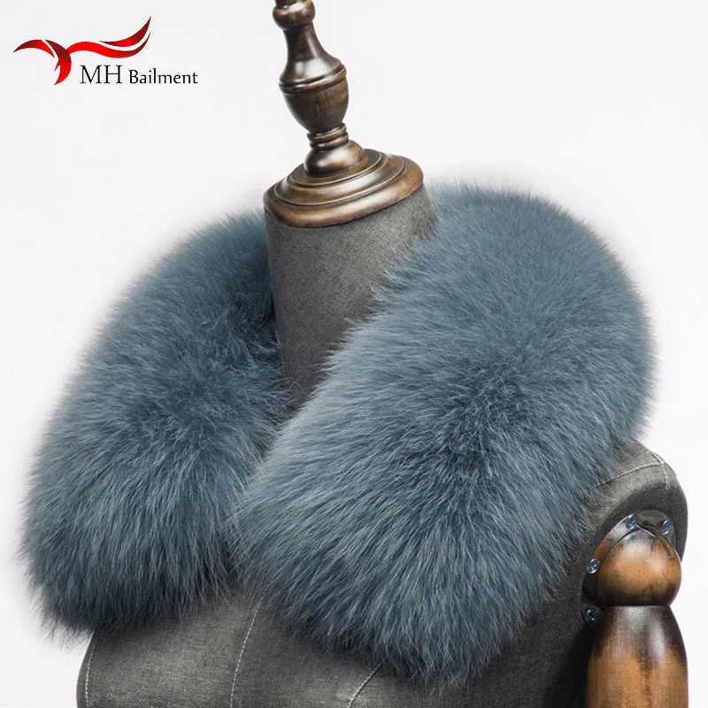 Winter 100% Natural Real Fox Fur Scarf Square Collar For Men Neck Warm Thick Scarves Luxury Fox Fur Shawl Male Jackets Coat