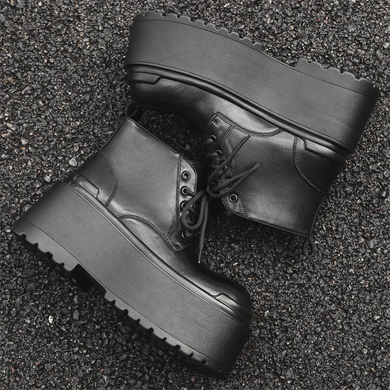 Unique New Style Niche Platform Sole Height Increase 10CM Thick Sole Men's Big Toe Korean Version Short Boots