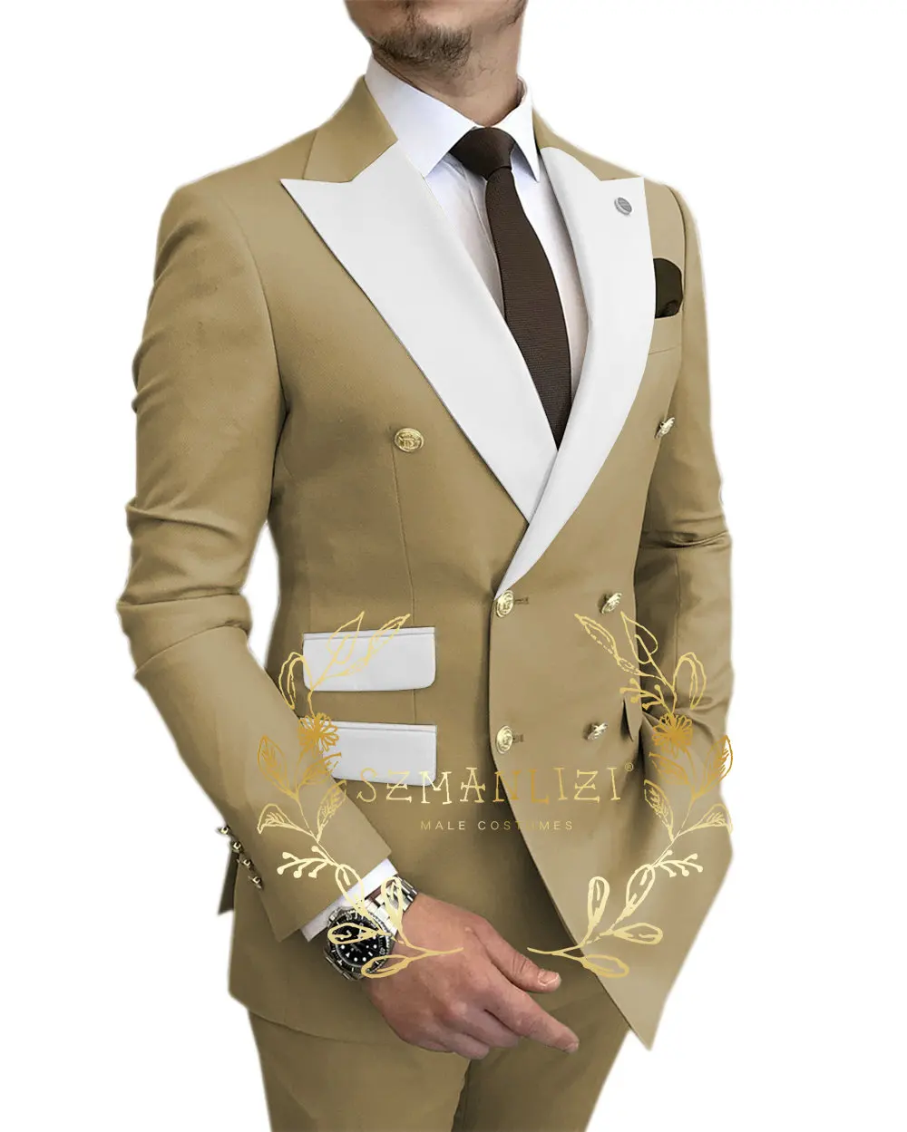 

Double Breasted Suits For Men Blazer Sets Tailor Made Color Fashion Slim Fit Terno Masculino Conjuntos De Chaqueta Groom Tuxedo