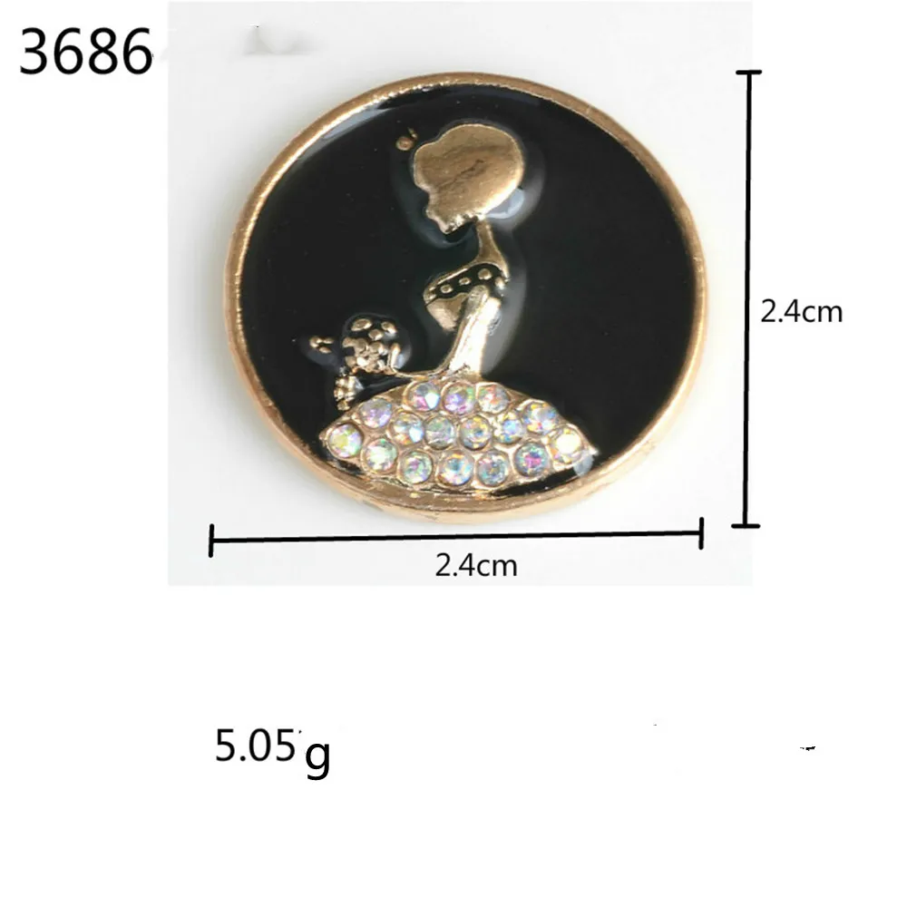 Enamel Beauty with AB Rhinestone Button 20pcs Round Gold Fatback Embellishment Clothes Decoration Sewing Apparel Accessories