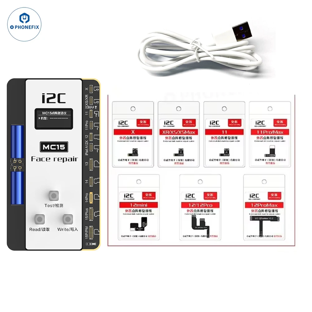 

i2C MC15 Repair Face ID Programmer with Tag On Flex для iPhone X 11 12 13 14 Face ID Repair I2C Face ID Недемонтажное устройство