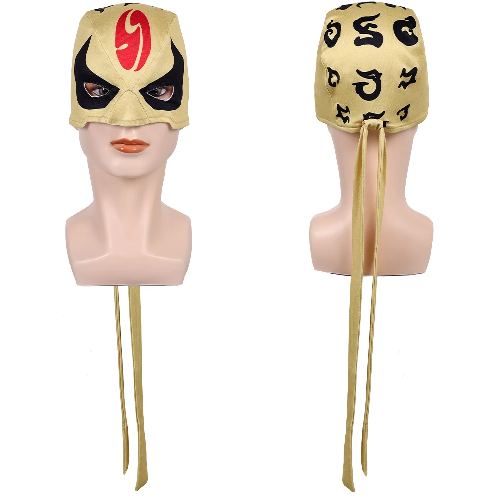 Game Rivals Rol Vuist van Ijzer Cosplay Hoofddeksels Hoed Kostuum Geel Hoofd Eye Covers Masker Outfits Mannen Vermomming Props Halloween