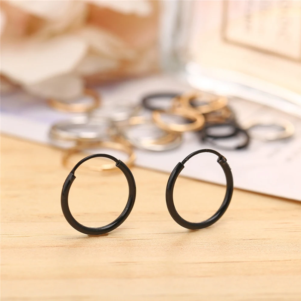 Earrings Girls Punk Style 3 Size Gold Small Circle Hip-Hop Hoop Earrings Fashion Jewelry Round Earring