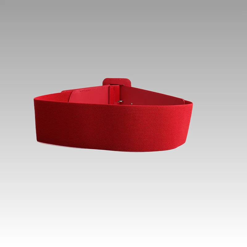 A stretchy elastic mirror leather wide waistband for daily wear, paired with a dress, shirt, and coat