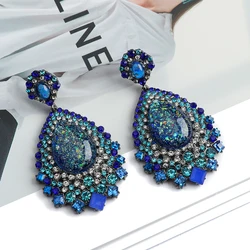 Teardrop Vintage Big Dangle Drop Earring Luxury Antique Chandelier Pendant Earrings For Women Trend Unusual Crystal Jewelry Gift