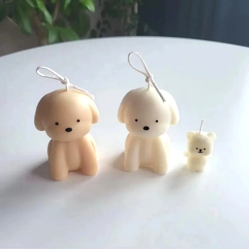 3D Puppy Scented Candle Silicone Mold Cute Dog Soap Resin Plaster Mould Candle Making Kit Home Decor Gifts