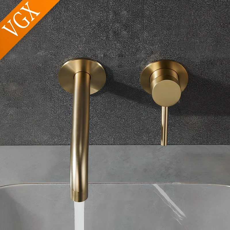 

Смеситель для раковины VGX Gold, скрытого монтажа, из нержавеющей стали 304, для умывальника, с горячей и холодной водой