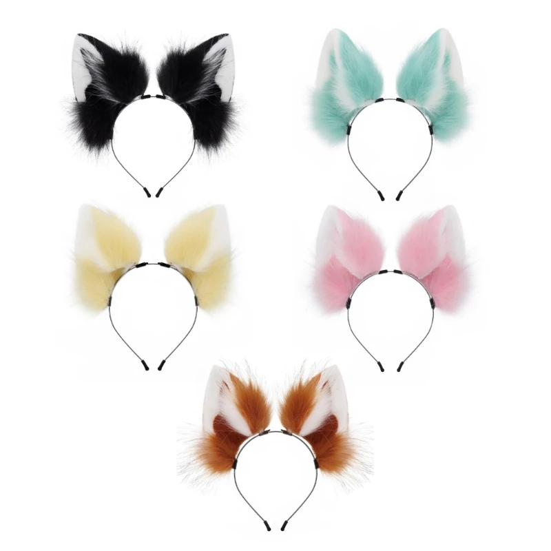 

Gothic Animal Ear Hair Band Furry Cosplay Accessory Soft Plush Hairband Costume Headband For Role Play Themed Event