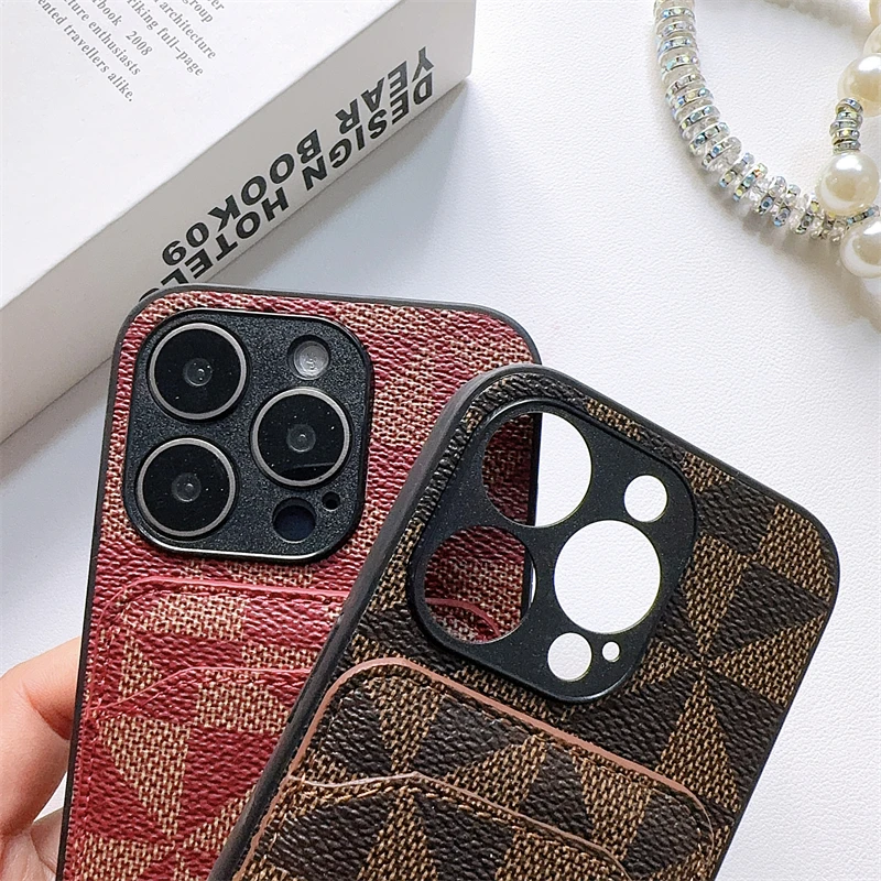 Luxury Triangular pattern Clip bag PU leather Case for iPhone 16 15 14 Phone Cover 13 12 11 Pro MAX Hard Shockproof Back Funda