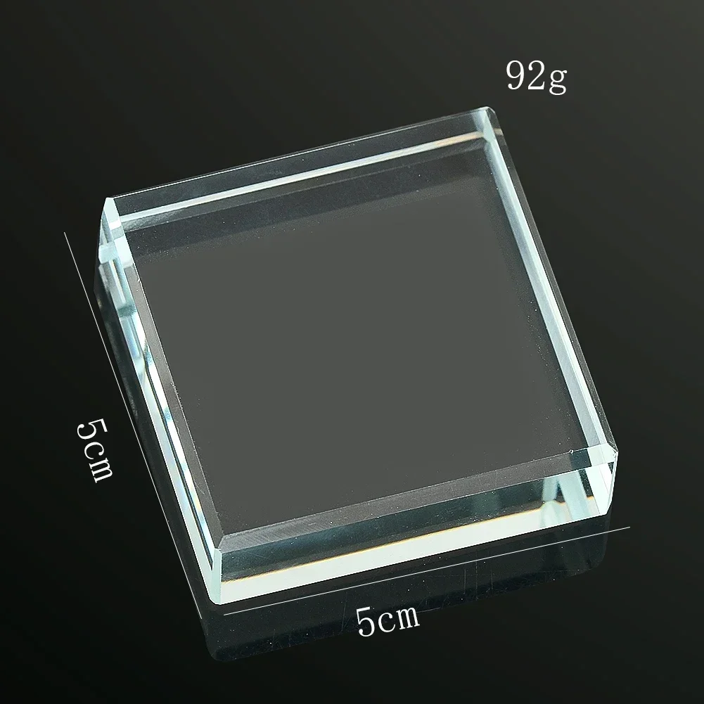 Base de vidrio cuadrada de 50mm, prisma grueso, anillo de piedras preciosas de cristal, soporte de exhibición, pisapapapeles de escritorio, accesorios de decoración en miniatura para el hogar