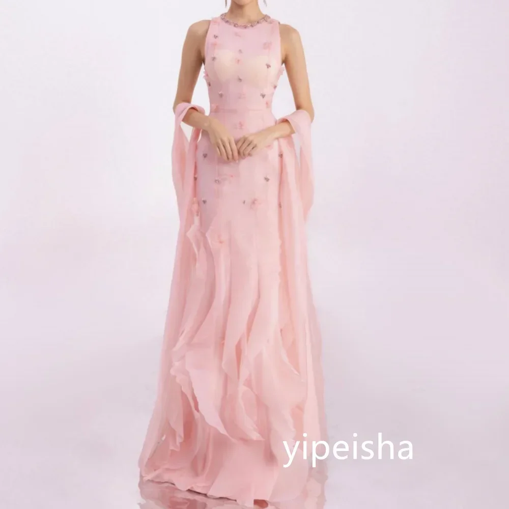 Customized Elegant Mermaid O-Neck Long Evening Dresses Classic Exquisite Prom Dresses Floor-Length Unisex Modern Style Formal image 3