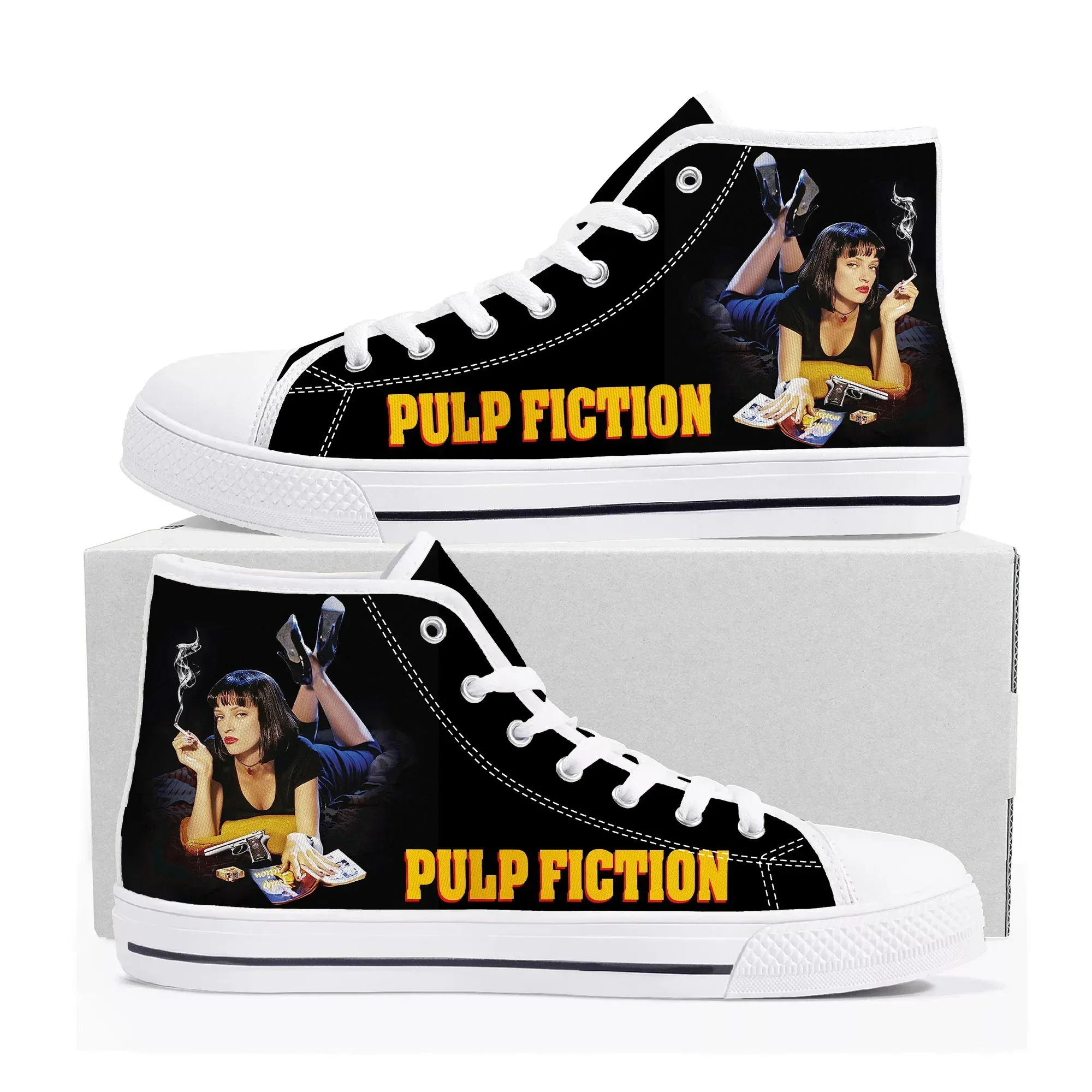 

Pulp Fiction Movie High Top Sneakers Mens Womens Teenager Canvas High Quality Sneaker Casual Custom Made Shoes Customize Shoe
