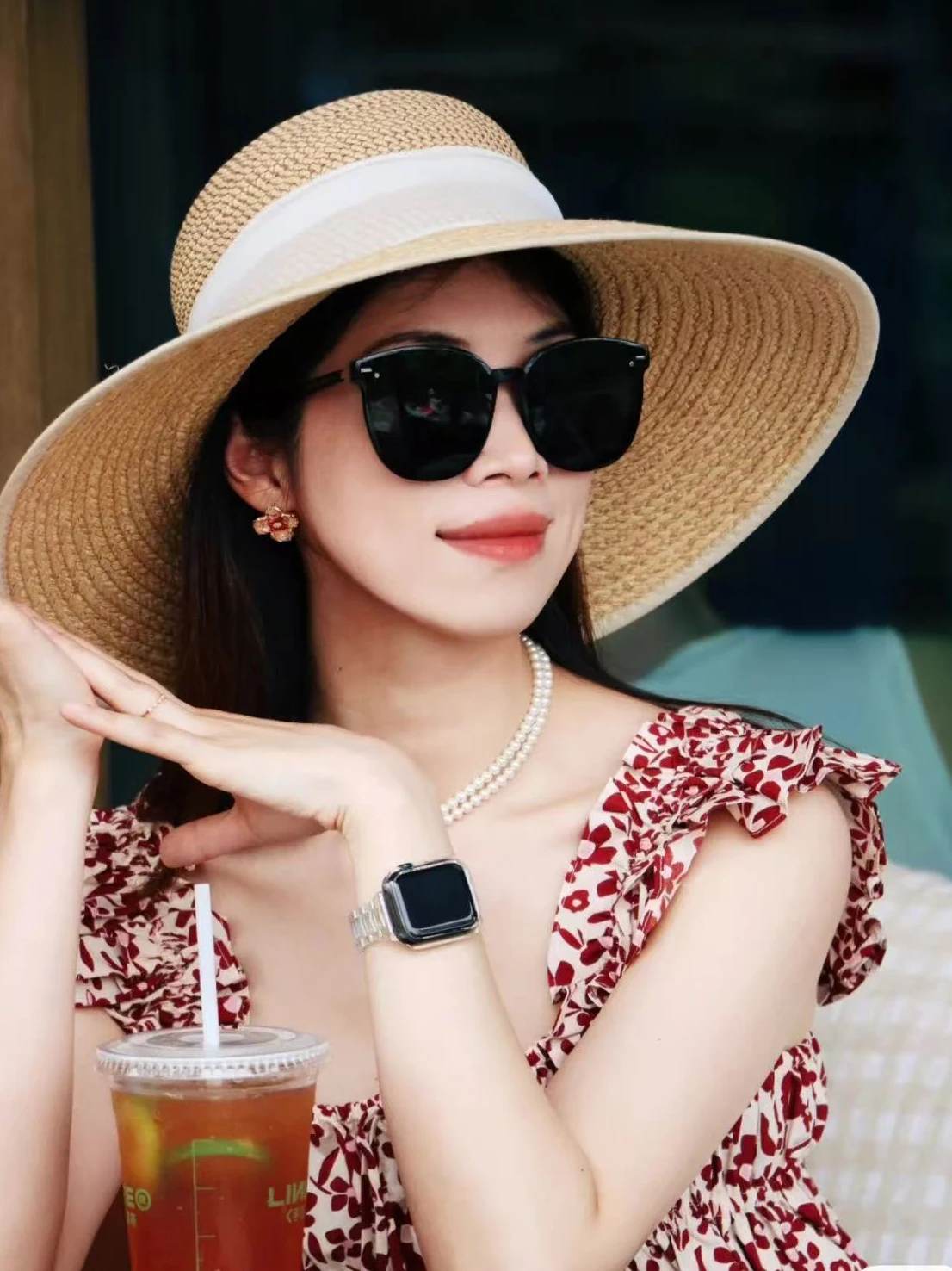 casual-large-brim-straw-hat-women's-summer-travel-knot-sunshade-beach-hat-breathable-handmade-natural-raffia-hat
