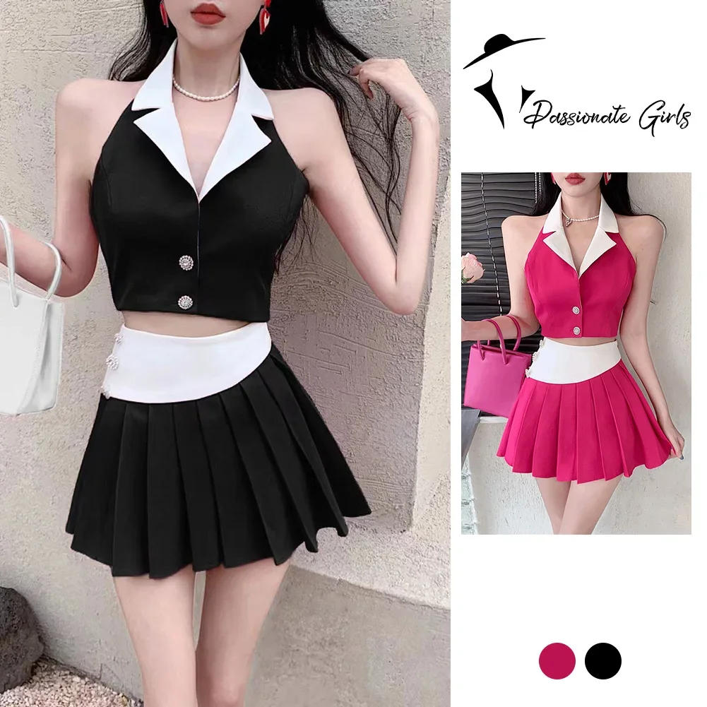 Daily Commuting Black Hot Girl Suit Daily Commuting Halter Neck Style Slightly Elastic Fabric Suit Collar Design