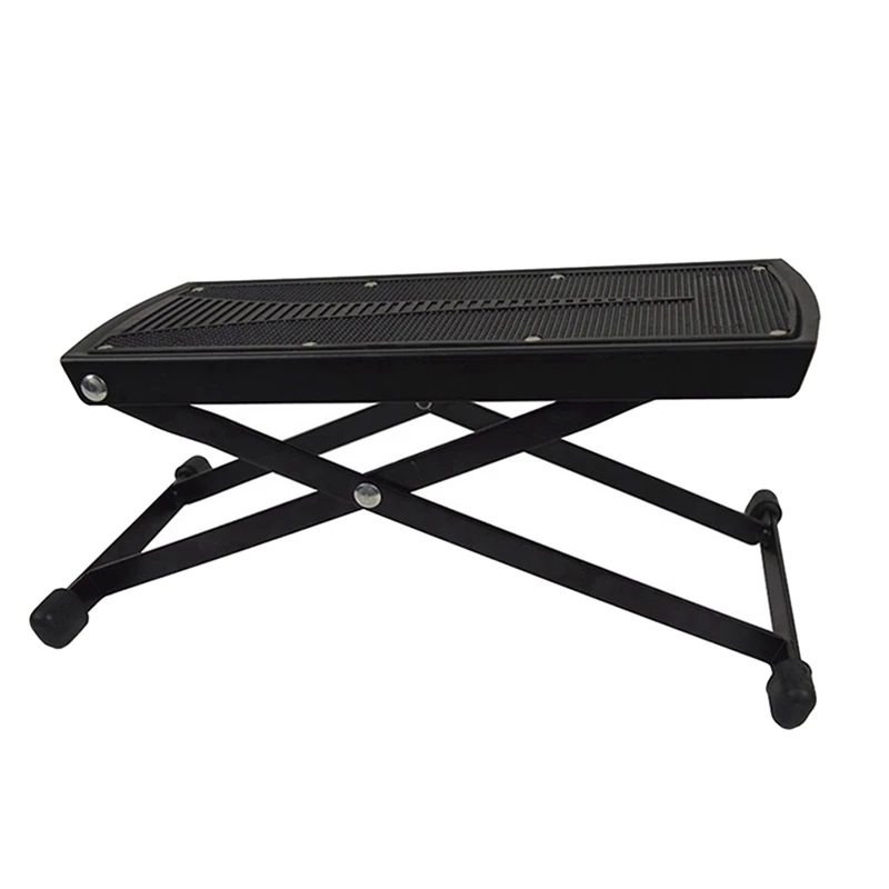 Guitar Pedal Metal Pedal Black Adjustable Height Non-Slip Pad Foldable Support Footstool Guitar Accessories