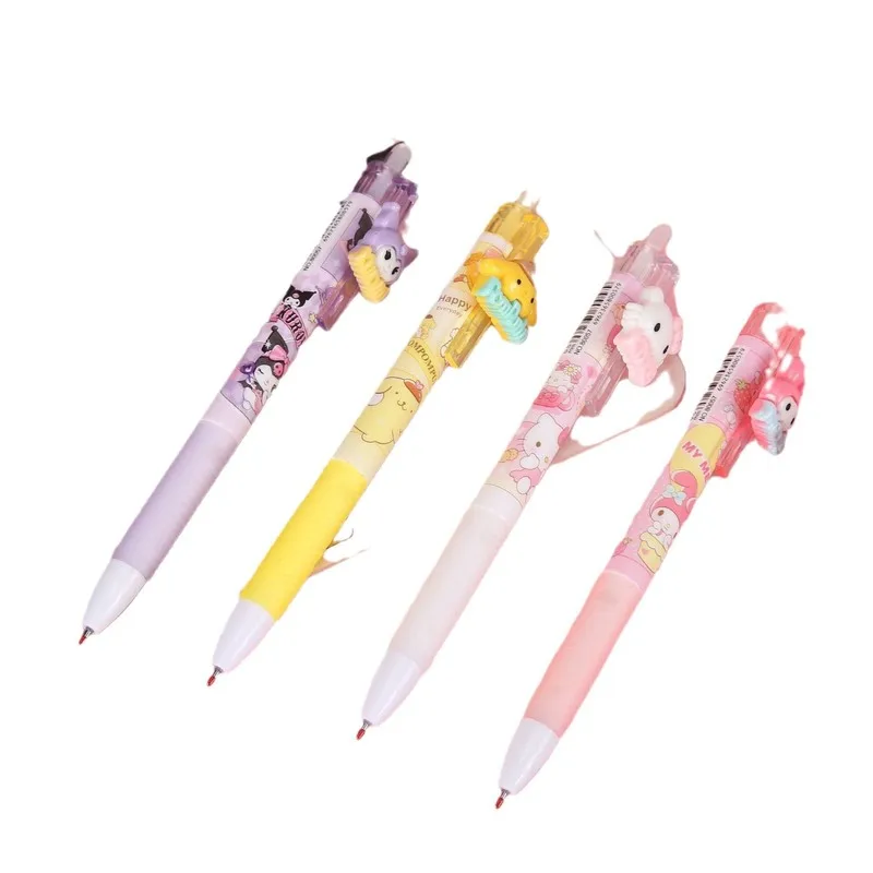 2025 New Sanrio Cartoon Hello Kitty Kuromi Patch Press Neutral Pen Stainless Steel Student 0.5mm Neutral Pen School Gift